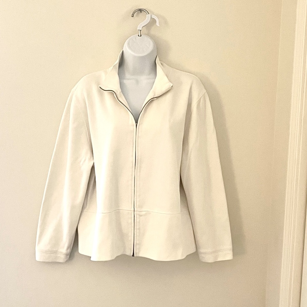 Faconnable cream colored zip jacket, size XL, excellent condition!